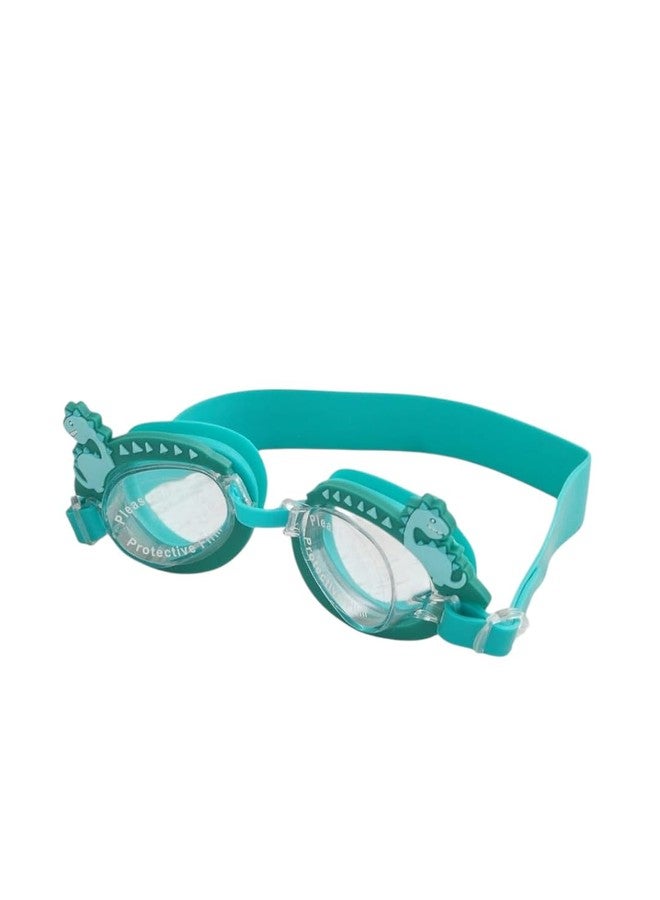 Yellow Bee Charming Dino-Themed 3D Swimming Goggles with Fun Spike Design for Boys, Green - Image 1