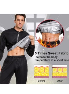 Sauna Sweat Suits Shirt Waist Trainer for Men Compression Vest Workout Gym Clothes Sweat Enhancer Long Sleeve Workout Shaper Sweatsuit for Maximum Performance and Thermogenic Activity Boost L