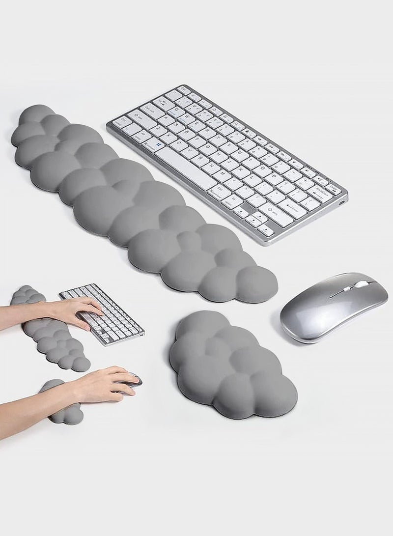 HomKawt Cloud Keyboard Wrist Rest Set, Cloud Wrist Rest with Non-Slip Base, PU Leather Wrist Pad for Keyboard with Ergonomic Memory Foam for Computer Laptop Office Gaming and Pain Relief - Image 1