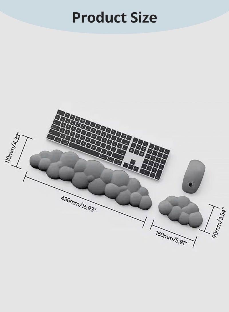 HomKawt Cloud Keyboard Wrist Rest Set, Cloud Wrist Rest with Non-Slip Base, PU Leather Wrist Pad for Keyboard with Ergonomic Memory Foam for Computer Laptop Office Gaming and Pain Relief - Image 3