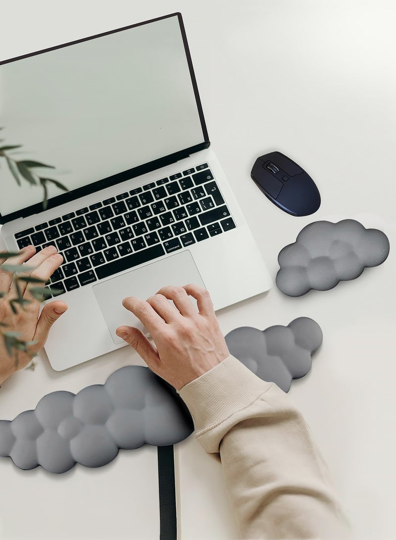 HomKawt Cloud Keyboard Wrist Rest Set, Cloud Wrist Rest with Non-Slip Base, PU Leather Wrist Pad for Keyboard with Ergonomic Memory Foam for Computer Laptop Office Gaming and Pain Relief - Image 5
