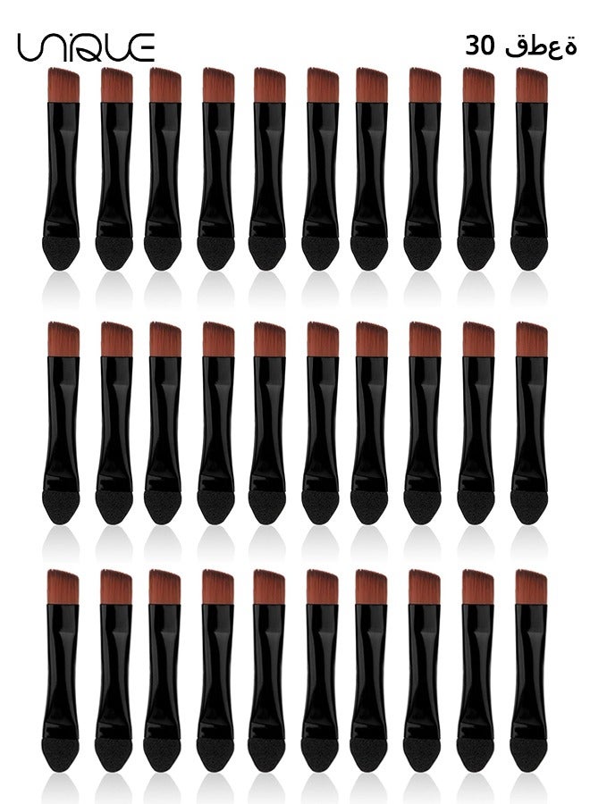 Unique 30Pcs Eyeshadow Brushes, Double-Sided Eyeshadow Sponge Brush with Brow Brush Set, Portable Eye Makeup Brush, Travel Eyeshadow Eyeshadow Brush, Portable Makeup Tools (Black)  - Image 1