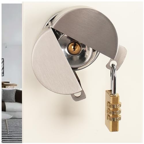 TEMEILI Door Knob With LockWithout Drilling Dementia Door handle lockFrom Outside Prevents Turning of Door Knob and Access to Keyholefor Apartment EvictionsChildproof Stainless steel with padlock - Image 3