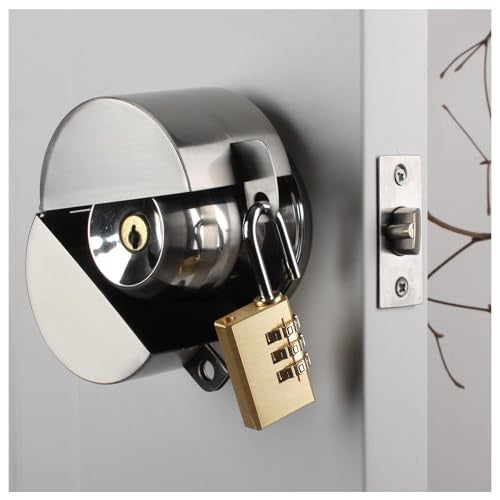 TEMEILI Door Knob With LockWithout Drilling Dementia Door handle lockFrom Outside Prevents Turning of Door Knob and Access to Keyholefor Apartment EvictionsChildproof Stainless steel with padlock - Image 1