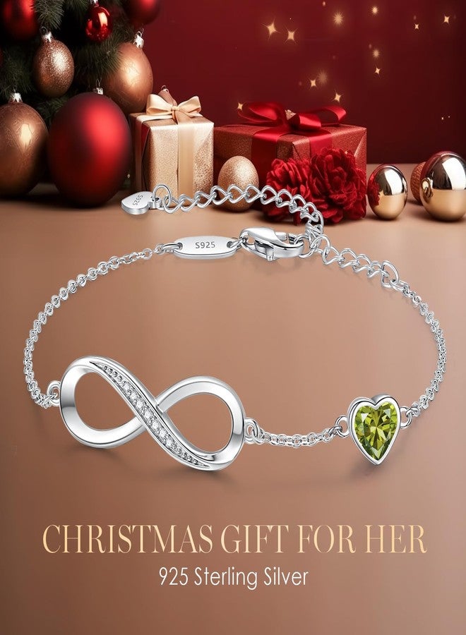 CDE Infinity Heart Symbol Charm Link Bracelet for Women 925 Sterling Silver Adjustable Mother's Day Gift Anniversary Jewelry Christmas Birthday Gifts for Wife Girlfriend Her - Image 4