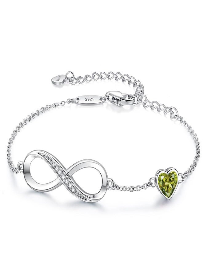 CDE Infinity Heart Symbol Charm Link Bracelet for Women 925 Sterling Silver Adjustable Mother's Day Gift Anniversary Jewelry Christmas Birthday Gifts for Wife Girlfriend Her - Image 1