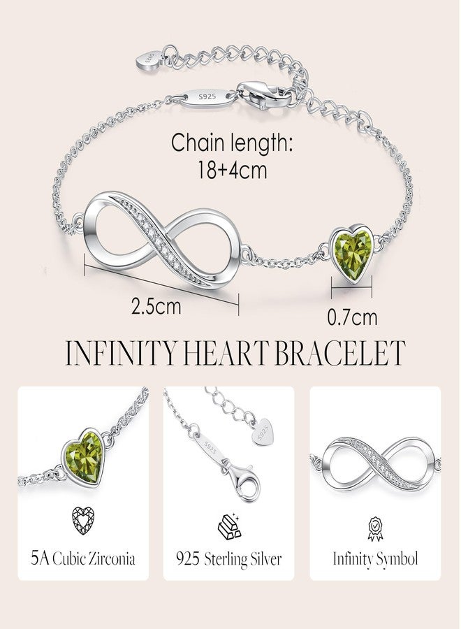 CDE Infinity Heart Symbol Charm Link Bracelet for Women 925 Sterling Silver Adjustable Mother's Day Gift Anniversary Jewelry Christmas Birthday Gifts for Wife Girlfriend Her - Image 5