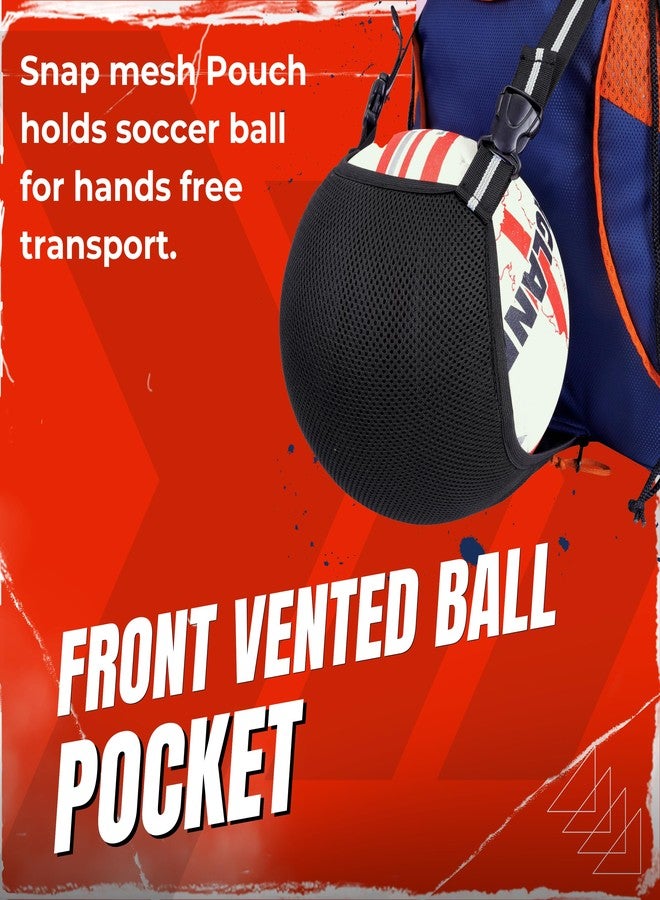 PANFIKH Thunder Drawstring Football Bag Kit Bags for Boys Basketball Bag's/Volleyball Bag/Skating with Adjustable Strap and Bottle Holder- Navy Blue - Image 3