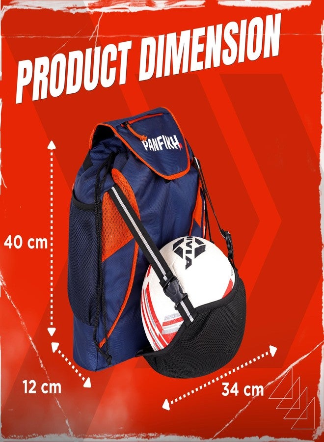 PANFIKH Thunder Drawstring Football Bag Kit Bags for Boys Basketball Bag's/Volleyball Bag/Skating with Adjustable Strap and Bottle Holder- Navy Blue - Image 4