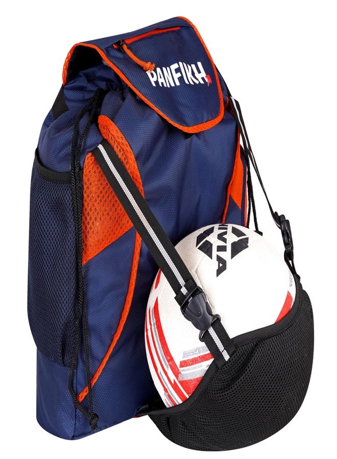 PANFIKH Thunder Drawstring Football Bag Kit Bags for Boys Basketball Bag's/Volleyball Bag/Skating with Adjustable Strap and Bottle Holder- Navy Blue - Image 1