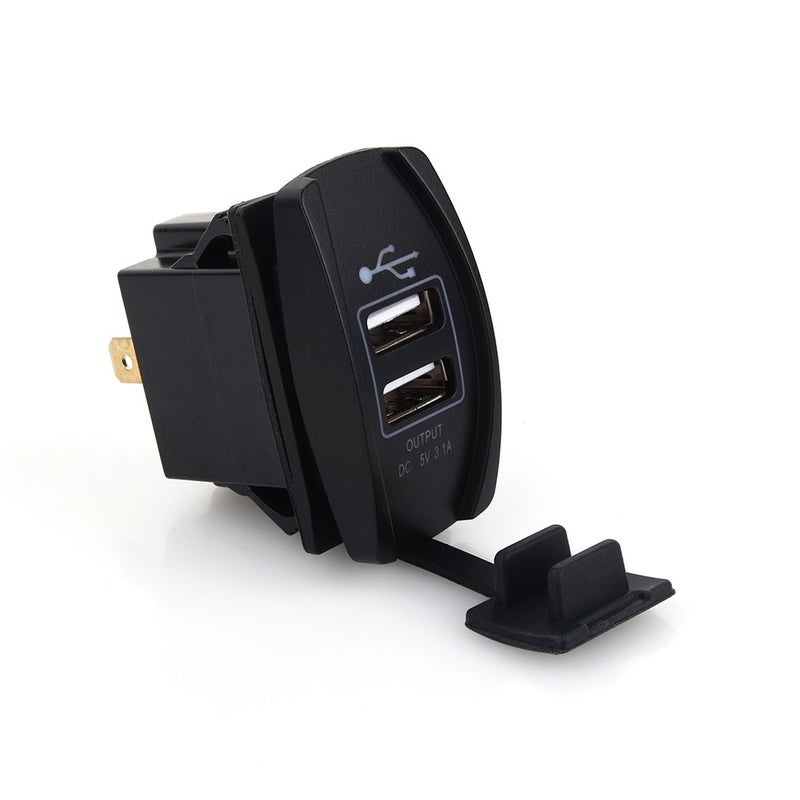 Blue LED Dual USB Car Charger 5V 3 1A Waterproof 12V 24V With Rocker Switch - Image 2