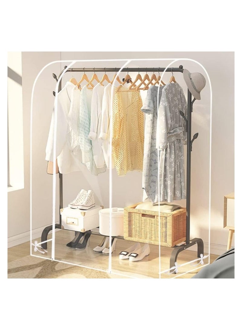 Arabest Floor-Standing Hanger Dust Cover, Clear Garment Rack Cover For Rolling Clothes Rack, Garment Storage Bags with Zipper for Long Dresses, Suit, Coat, Dustproof Protector (XS/100x50x150cm)  - Image 1