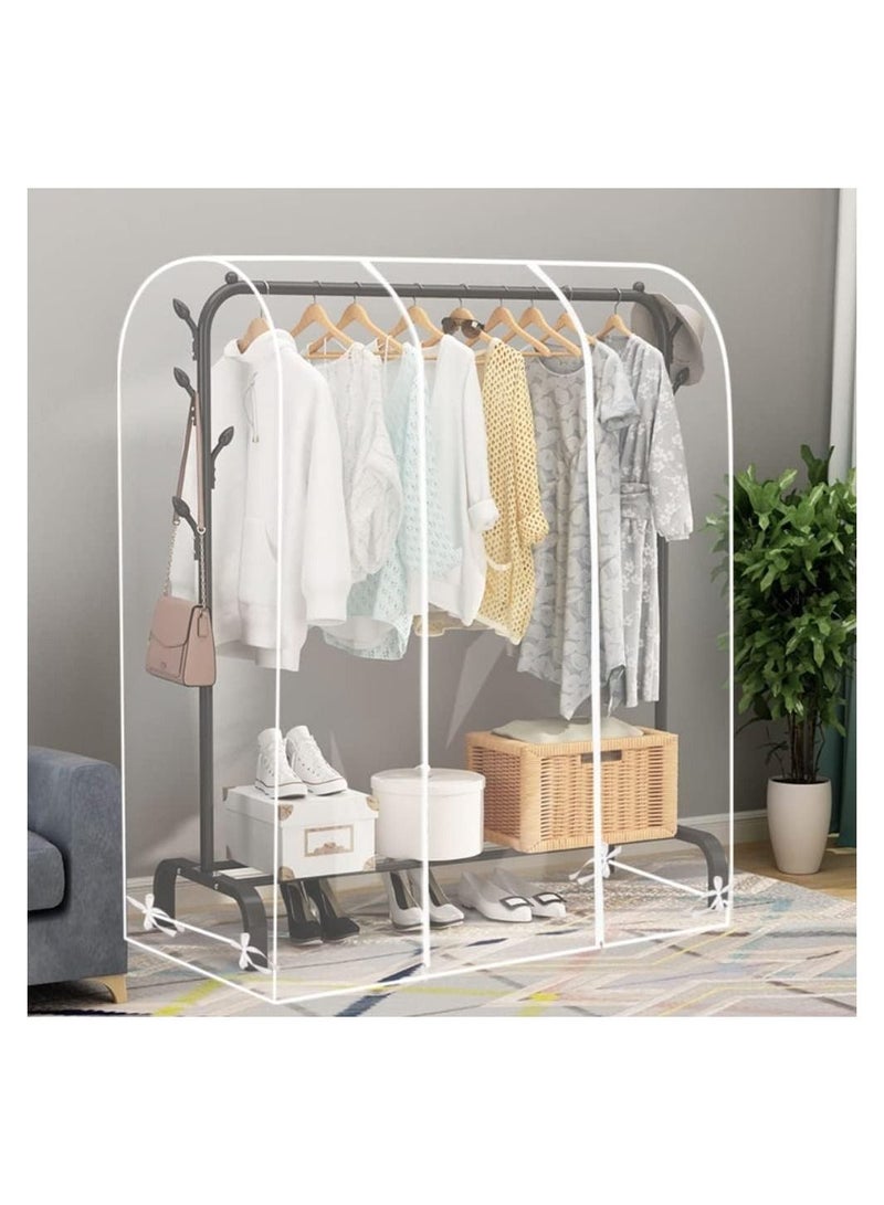 Arabest Floor-Standing Hanger Dust Cover, Clear Garment Rack Cover For Rolling Clothes Rack, Garment Storage Bags with Zipper for Long Dresses, Suit, Coat, Dustproof Protector (XS/100x50x150cm)  - Image 3