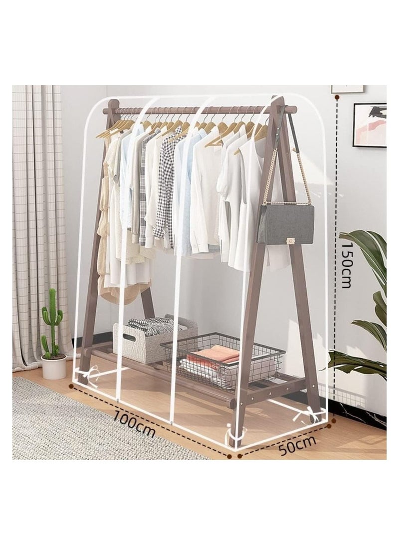 Arabest Floor-Standing Hanger Dust Cover, Clear Garment Rack Cover For Rolling Clothes Rack, Garment Storage Bags with Zipper for Long Dresses, Suit, Coat, Dustproof Protector (XS/100x50x150cm)  - Image 2