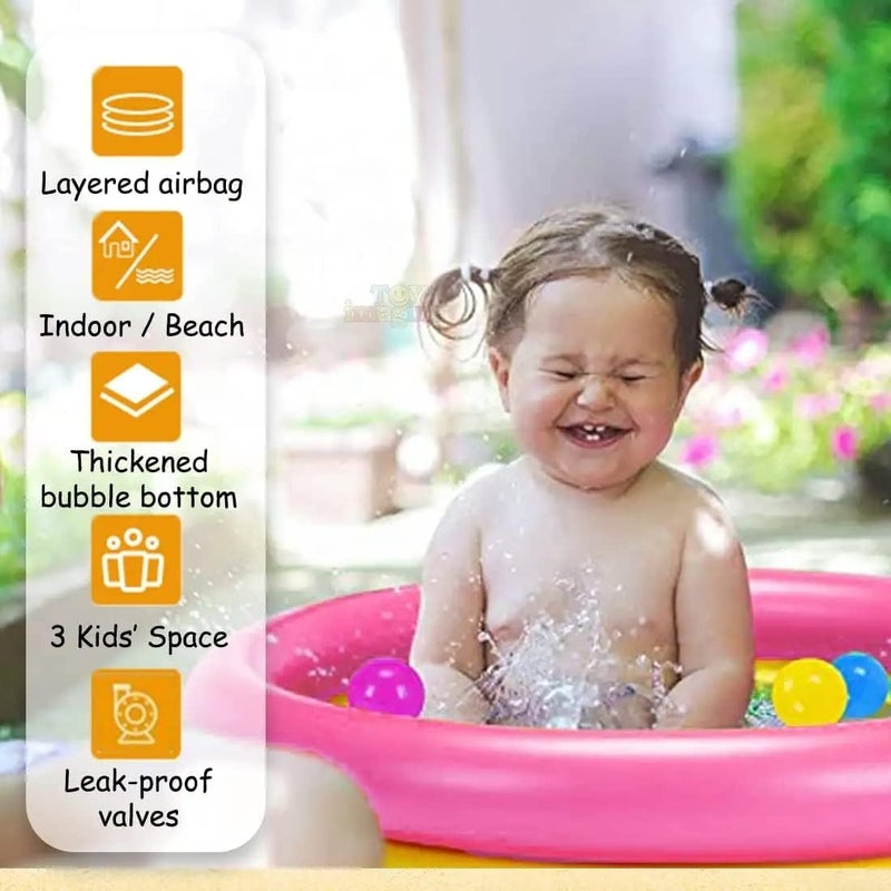 LONGMIRE Baby Pool Bath Tub for 1-3 Years 2 Feet Round Pool 34" x 10" Sunset Glow Soft Inflatable Baby/Kids | Indoor & Outdoor Swimming Pool for Kids | Multi-Colour - Image 4