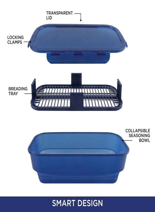 كوك ويذ كولرز وعاء خلط قابل للطي من كووك وذ كولور - وعاء رشّ خالٍ من الفوضى - مثالي للسمك المقلي، والدجاج المقلي، وحلقات البصل، وأجنحة الدجاج، وغيرها، لون كحلي - Image 3