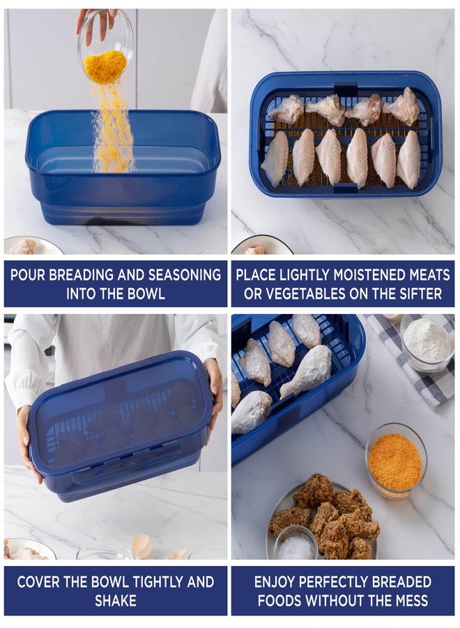 كوك ويذ كولرز وعاء خلط قابل للطي من كووك وذ كولور - وعاء رشّ خالٍ من الفوضى - مثالي للسمك المقلي، والدجاج المقلي، وحلقات البصل، وأجنحة الدجاج، وغيرها، لون كحلي - Image 5