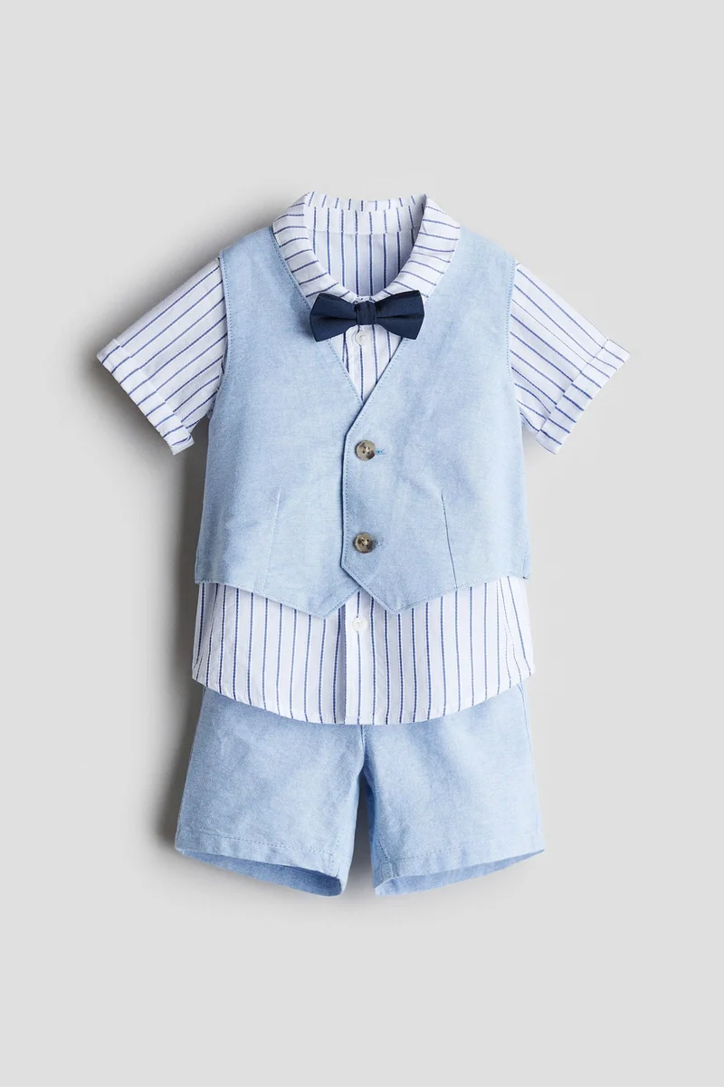 اتش اند ام طقم ملابس أنيق من مزيج الكتان - طقم من 4 قطع