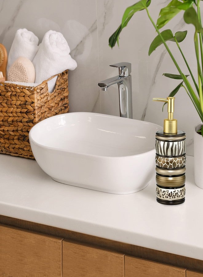 Popular Bath Safari Stripes Modern Bath Accessories Lotion Pump Modern Classic Contemporary Decorative Beautiful Designs Bathroom Decor Set for Home Luxury Bathroom, Chocolate - Image 4