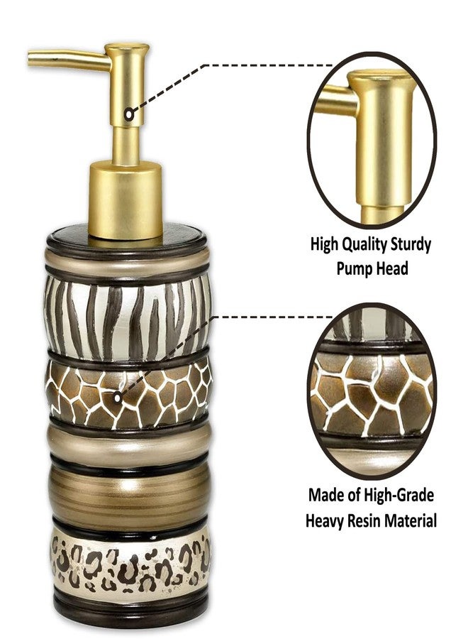 Popular Bath Safari Stripes Modern Bath Accessories Lotion Pump Modern Classic Contemporary Decorative Beautiful Designs Bathroom Decor Set for Home Luxury Bathroom, Chocolate - Image 2