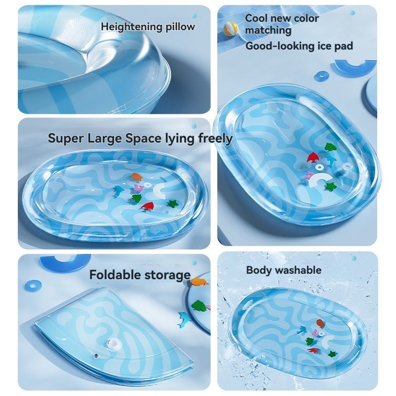 سرير تبريد للحيوانات الأليفة: تبريد فوري بـ 5-8 درجة مئوية بنظام جلويسيد جليدي بالطبقة المائية - هيكل شبكي شبيه بالعسل من البولي فينيل كلوريد المعزز والممتد - حاشية زرقية قابلة للانتفاخ ومناسبة للاستخدام في الداخل والخارج للكلاب والقطط - Image 2