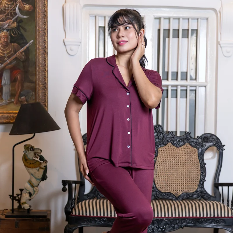 Aadaraya Aadaraya Pyjama Set Shirt and Pants Rayon