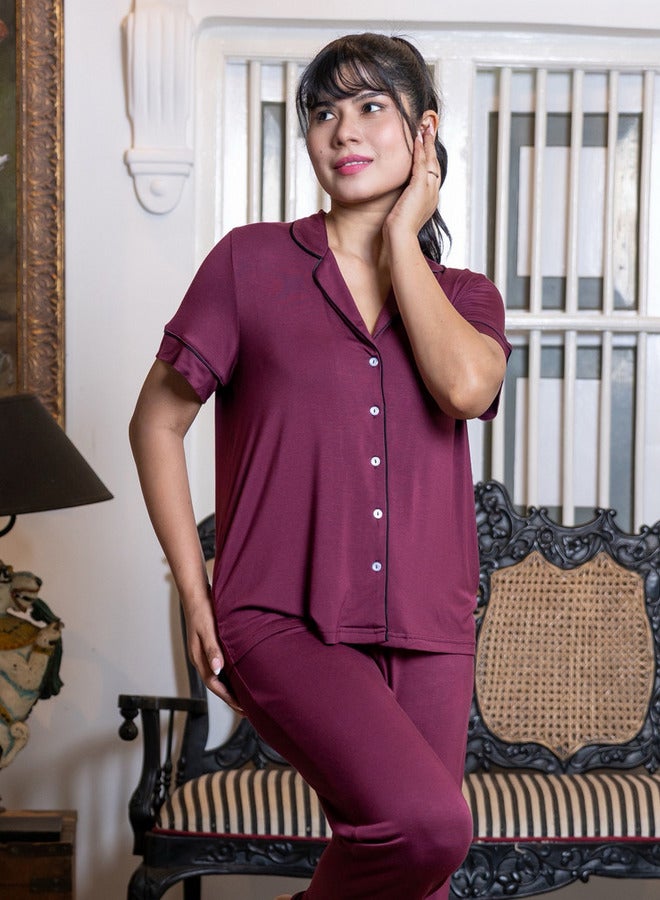 Aadaraya Pyjama Set Shirt and Pants Rayon - Image 1