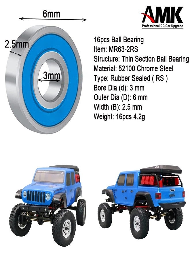 AMK 20pcs SCX24 Rubber Sealed Bearings Set, Steel Ball Bearing Set for Axial SCX24 90081 AXI00001 AXI00002 AXI00004 AXI00005 AXI00006 1/24 RC Crawler Car Upgrade Parts - Image 5