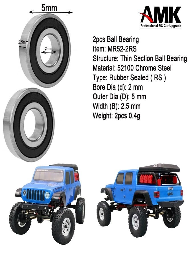 AMK 20pcs SCX24 Rubber Sealed Bearings Set, Steel Ball Bearing Set for Axial SCX24 90081 AXI00001 AXI00002 AXI00004 AXI00005 AXI00006 1/24 RC Crawler Car Upgrade Parts - Image 3