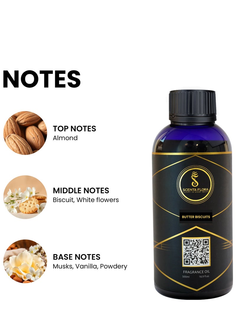 Scenta Flora Butter Biscuits Fragrance Oil for Scent Diffusers Aromatherapy 500ml | IFRA Certified | Blend of Almond, Biscuit, and Vanilla | Ideal for Coffee Shops and Restaurants  - Image 3