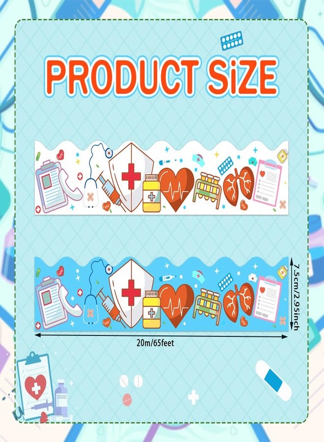 AWEELON 65Feet Healthcare Workers Nurse Bulletin Board Borders Roll for Doctor Appreciation Week Nurse Day Party Decoration Medical Nursing Nurse Graduation School Classroom Hospital Bulletin Board Décor（B） - Image 2