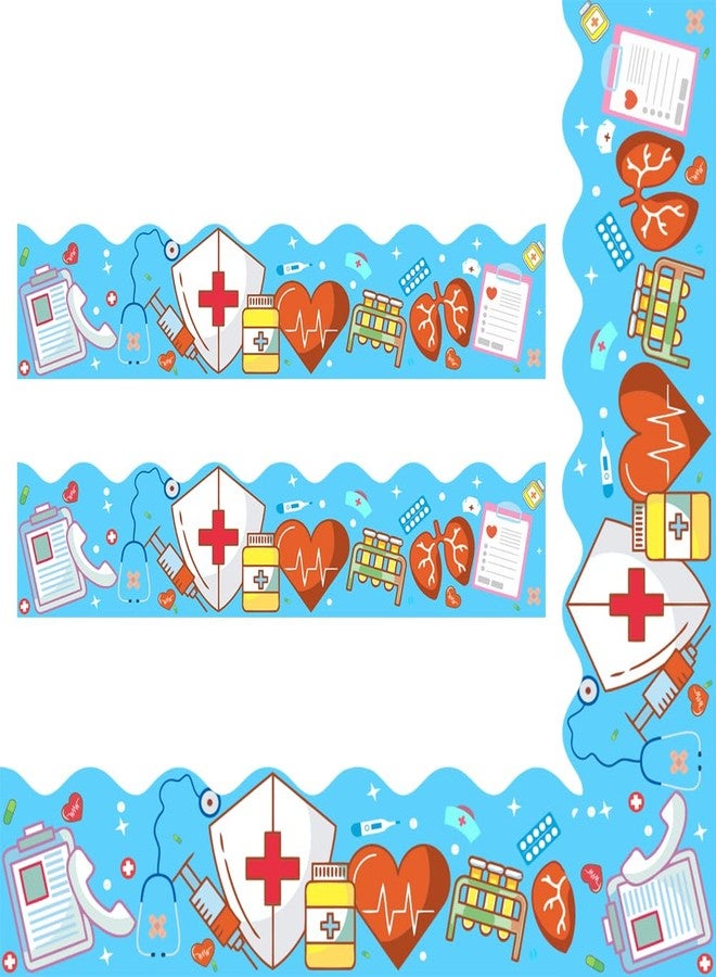 AWEELON 65Feet Healthcare Workers Nurse Bulletin Board Borders Roll for Doctor Appreciation Week Nurse Day Party Decoration Medical Nursing Nurse Graduation School Classroom Hospital Bulletin Board Décor（B） - Image 1