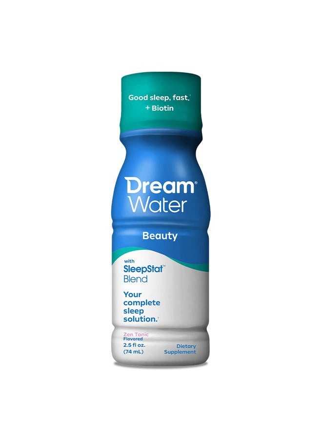 Dream Water Beauty Sleep Aid Drink Supplement; Melatonin 5mg, GABA, 5-HTP, Plus Biotin for Healthy Skin, Hair and Nails; 2.5 oz Liquid Sleep Shots, Zen Tonic 24-Count - Image 2