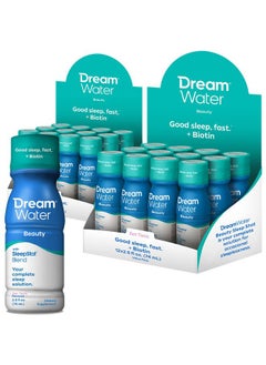 Dream Water Beauty Sleep Aid Drink Supplement; Melatonin 5mg, GABA, 5-HTP, Plus Biotin for Healthy Skin, Hair and Nails; 2.5 oz Liquid Sleep Shots, Zen Tonic 24-Count  - Image 1