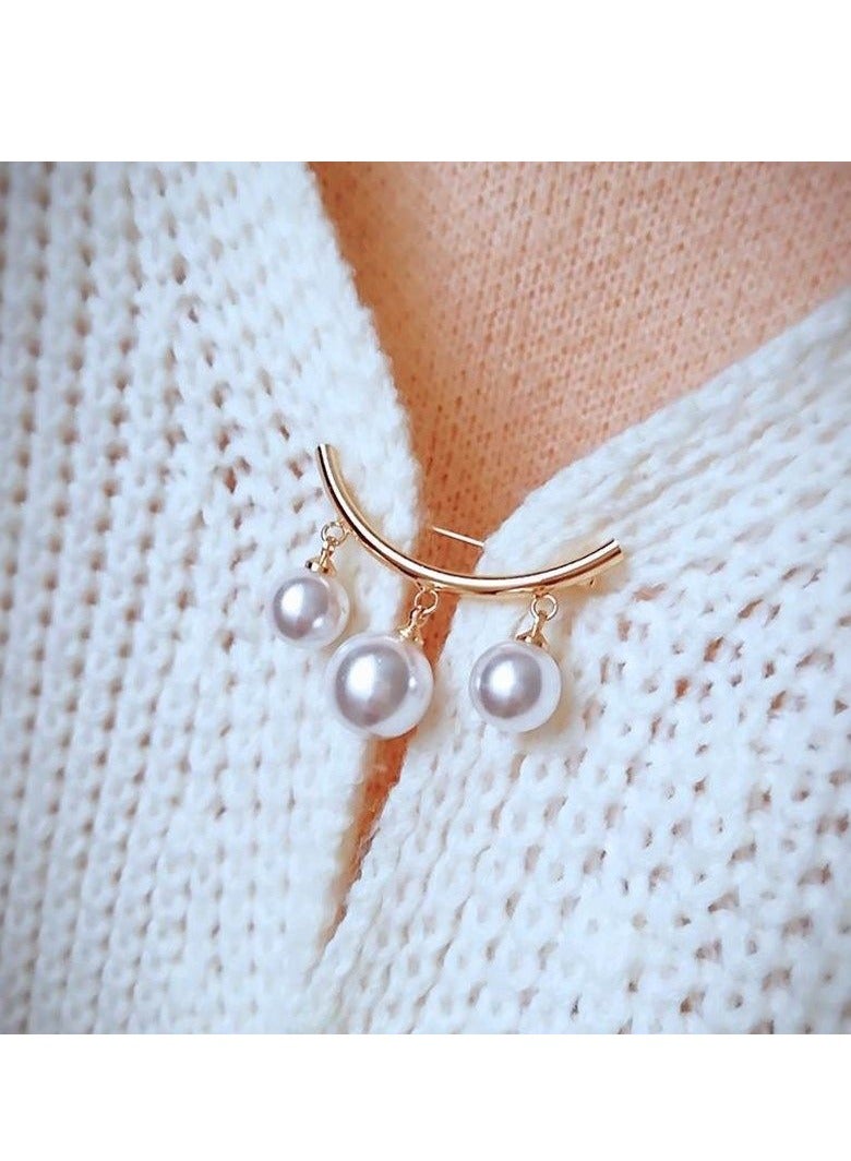 AROAQ Artificial Pearl Brooch Pins, Anti-exposure Neckline Safety Pins, Multipurpose Fixed Straps Charm Safe Pin Brooches, Sweater Shawl Clips For Women Girls - Image 4