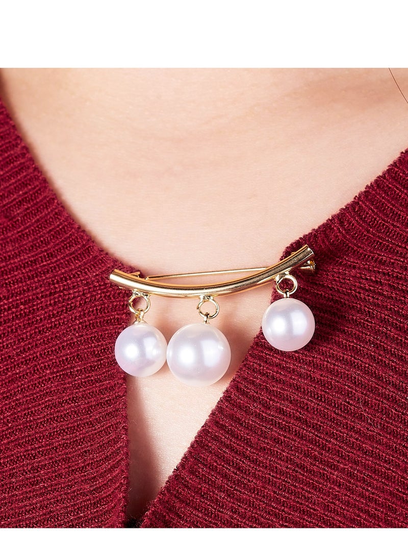 AROAQ Artificial Pearl Brooch Pins, Anti-exposure Neckline Safety Pins, Multipurpose Fixed Straps Charm Safe Pin Brooches, Sweater Shawl Clips For Women Girls - Image 3