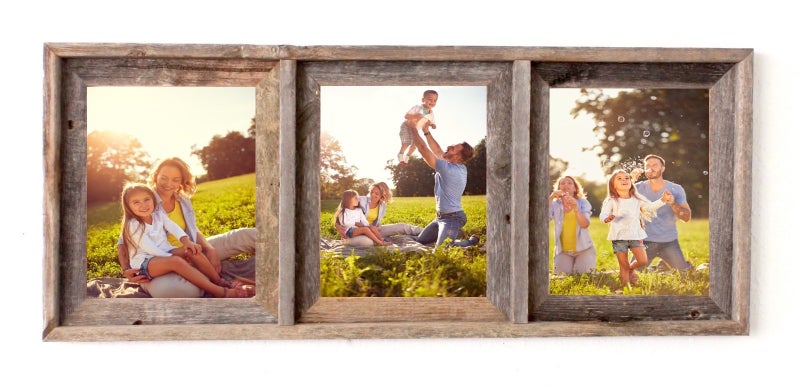 BarnwoodUSA LLC BARNWOODUSA Signature Collage Frame  100 UpCycled Genuine Reclaimed Wood 38x10 Weathered Gray 