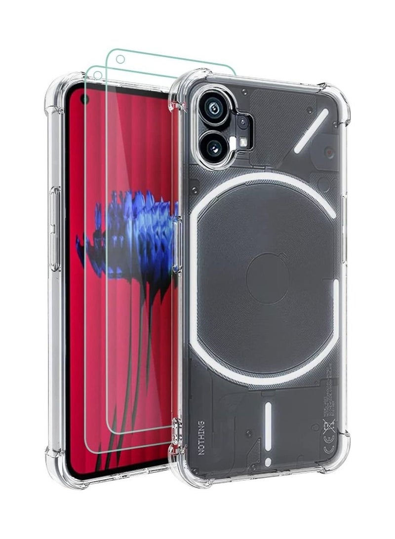 ELTRAZONE Nothing Phone 1 Case Clear Transparent with 2pcs Screen Protector Reinforced Corners TPU Shock-Absorption Flexible Cell Phone Cover for Nothing Phone 1 - Image 1