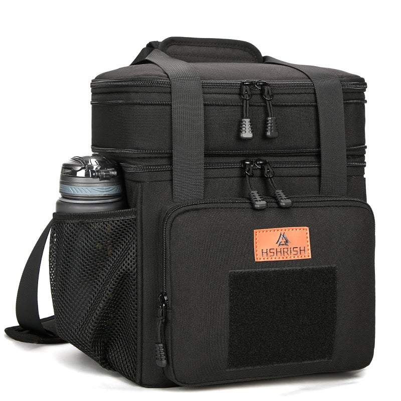 HSHRISH Expandable Large Tactical Lunch Box for Adults Durable Insulated Lunch Bag with Shoulder Strap Soft Cooler Bag for Men Work Outdoor Picnic Trips 20 Can16 L Black