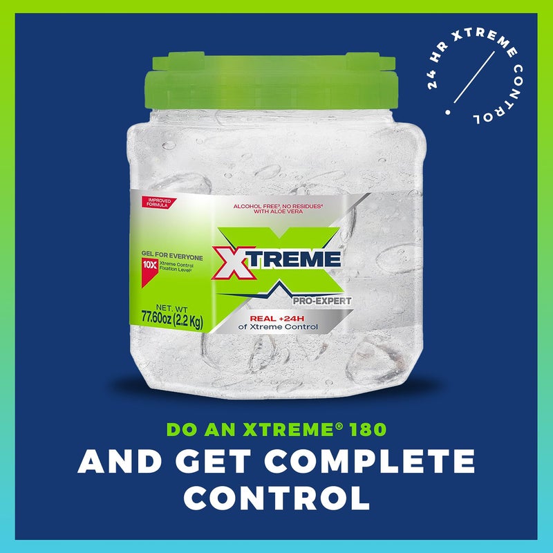Xtreme Pro-Expert Clear Styling Hair Gel, Alcohol-Free 24-Hours Xtreme Control With Aloe Vera, 77.60 oz Jar (Pack of 3) - Image 3