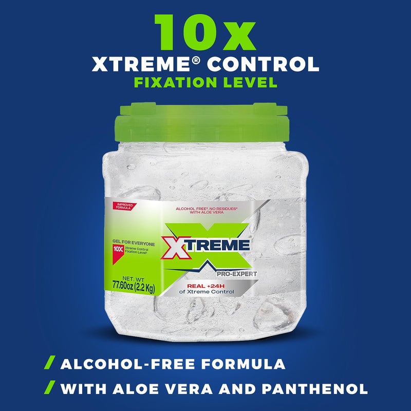 Xtreme Pro-Expert Clear Styling Hair Gel, Alcohol-Free 24-Hours Xtreme Control With Aloe Vera, 77.60 oz Jar (Pack of 3) - Image 4