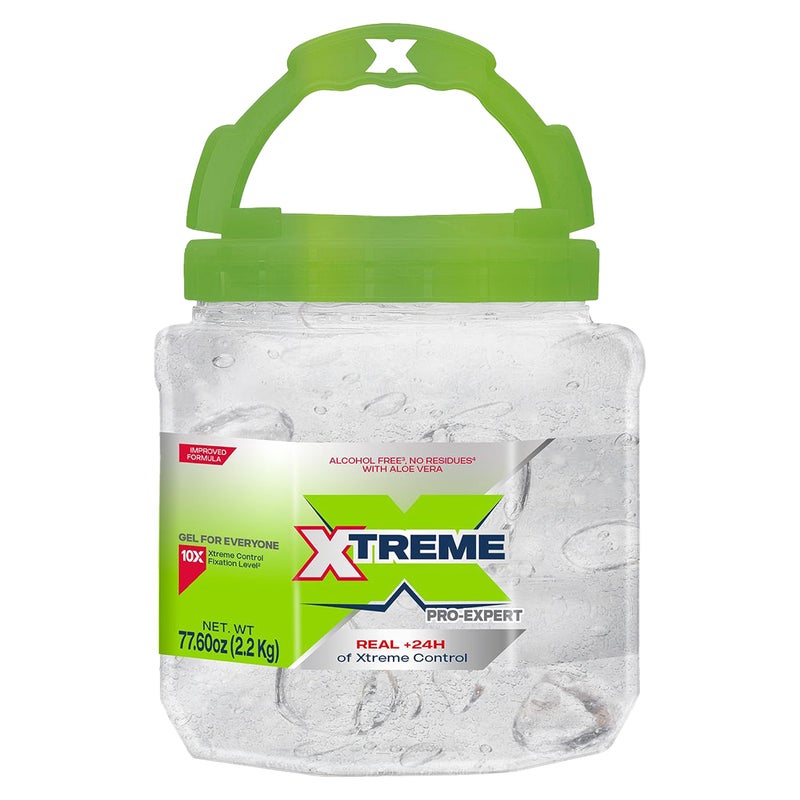 Xtreme Pro-Expert Clear Styling Hair Gel, Alcohol-Free 24-Hours Xtreme Control With Aloe Vera, 77.60 oz Jar (Pack of 3) - Image 1