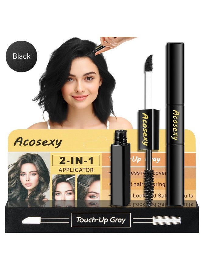 New Cover Touch Up Gray Brush-in Wand,Quick Cover Root Touch Up Rescue, Mascara Natural Water-Resistant Temporary Gray Concealer Cover Up Brush for Hair Mustache & Beard (Black, 1 Pack)
