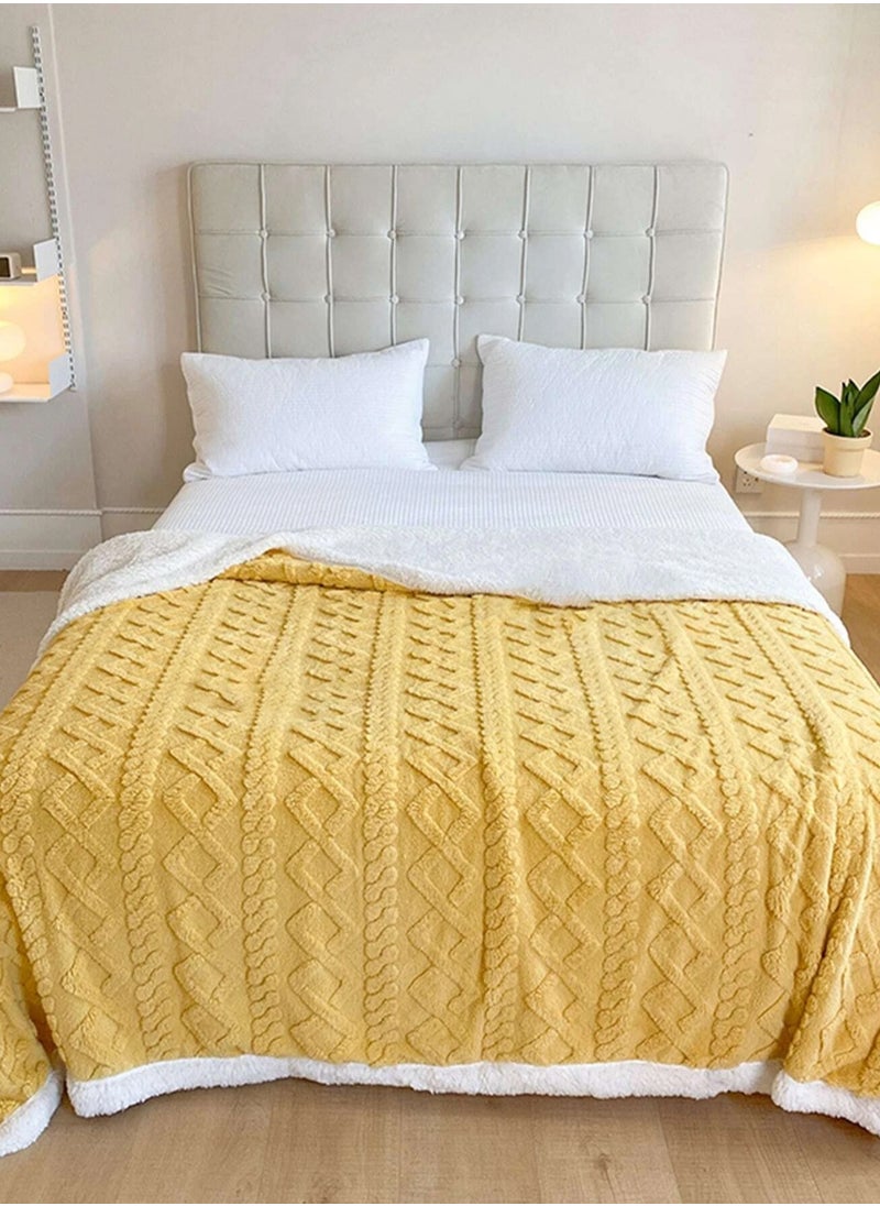 DubaiGallery Flannel Simple Double Layer Quilted Quilt, Winter Bed Sheet Quilt, Composite Leisure Blanket Warm blankets in winter  - Image 4