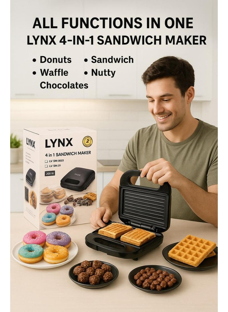 LYNX Sandwich Maker 800W with Non-Stick Grill Plate, Fast Heating Toaster for Quick Snacks, Thermostat Control, Dual Indicator Lights, Easy Cleaning Compact Kitchen Appliance – LY-SM-4023 - Image 3