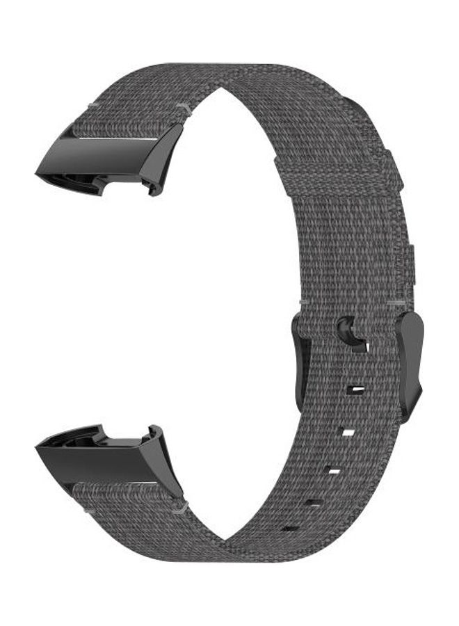 NIBEMINENT Stainless Steel Head Grain Nylon Denim Replacement Strap Watchband For Fitbit Charge 4/3/3 SE Dark Gray - Image 5