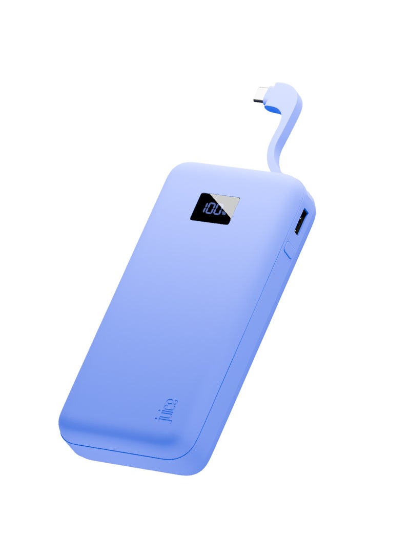 JUICE Eco Integrated Max Power Bank 20000mAh – Portable Charger with Built-in USB-C Cable, Fast 20W Output, Digital Display, Power Bank for iPhone 15 16, Samsung, Android, GoPro, iPad - Ultra Marine - Image 1