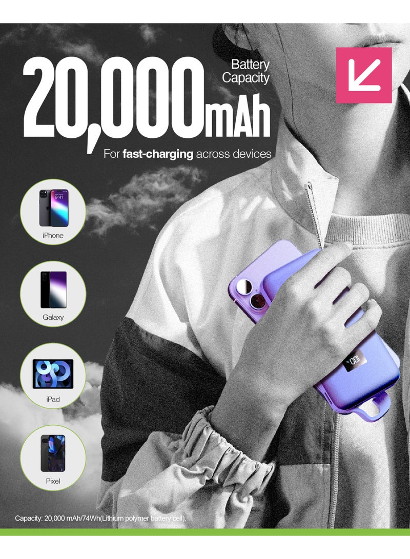 JUICE Eco Integrated Max Power Bank 20000mAh – Portable Charger with Built-in USB-C Cable, Fast 20W Output, Digital Display, Power Bank for iPhone 15 16, Samsung, Android, GoPro, iPad - Ultra Marine - Image 5