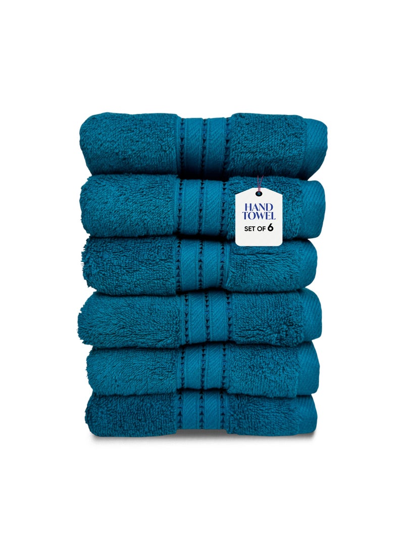 كاسينو Kassino Jumbo Hand Towel (6 Pack, 45x70 cm) - 580 GSM Large Hand Towels,100% Combed Cotton, Soft & Quick-Dry Towels, Highly Absorbent, Double Stitched Hotel Quality Towels | Petrol - Image 1