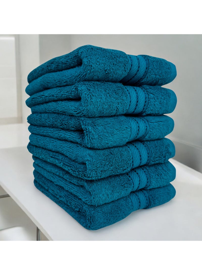 كاسينو Kassino Jumbo Hand Towel (6 Pack, 45x70 cm) - 580 GSM Large Hand Towels,100% Combed Cotton, Soft & Quick-Dry Towels, Highly Absorbent, Double Stitched Hotel Quality Towels | Petrol - Image 2